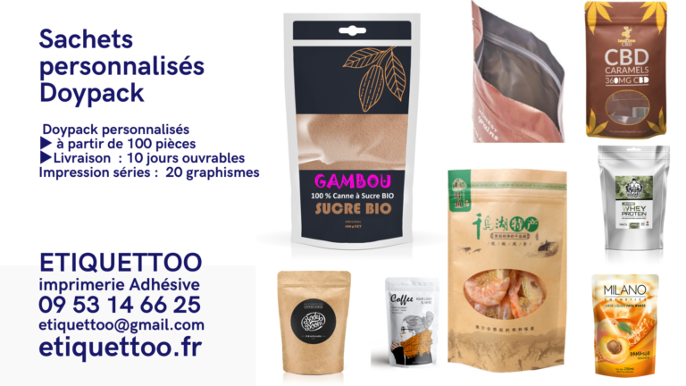 sachets personnalisés Doypack-doypack recyclable-doypack personnalise-doypack aluminium-doypack papier-doypack avec fenetre-doypack ecologique doypack personnalisé